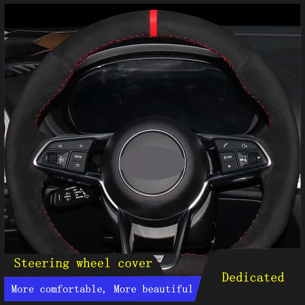 

DIY Car Accessories Steering Wheel Covers Black Hand-stitched Soft Comfortable Suede Leather For Audi TT 2017