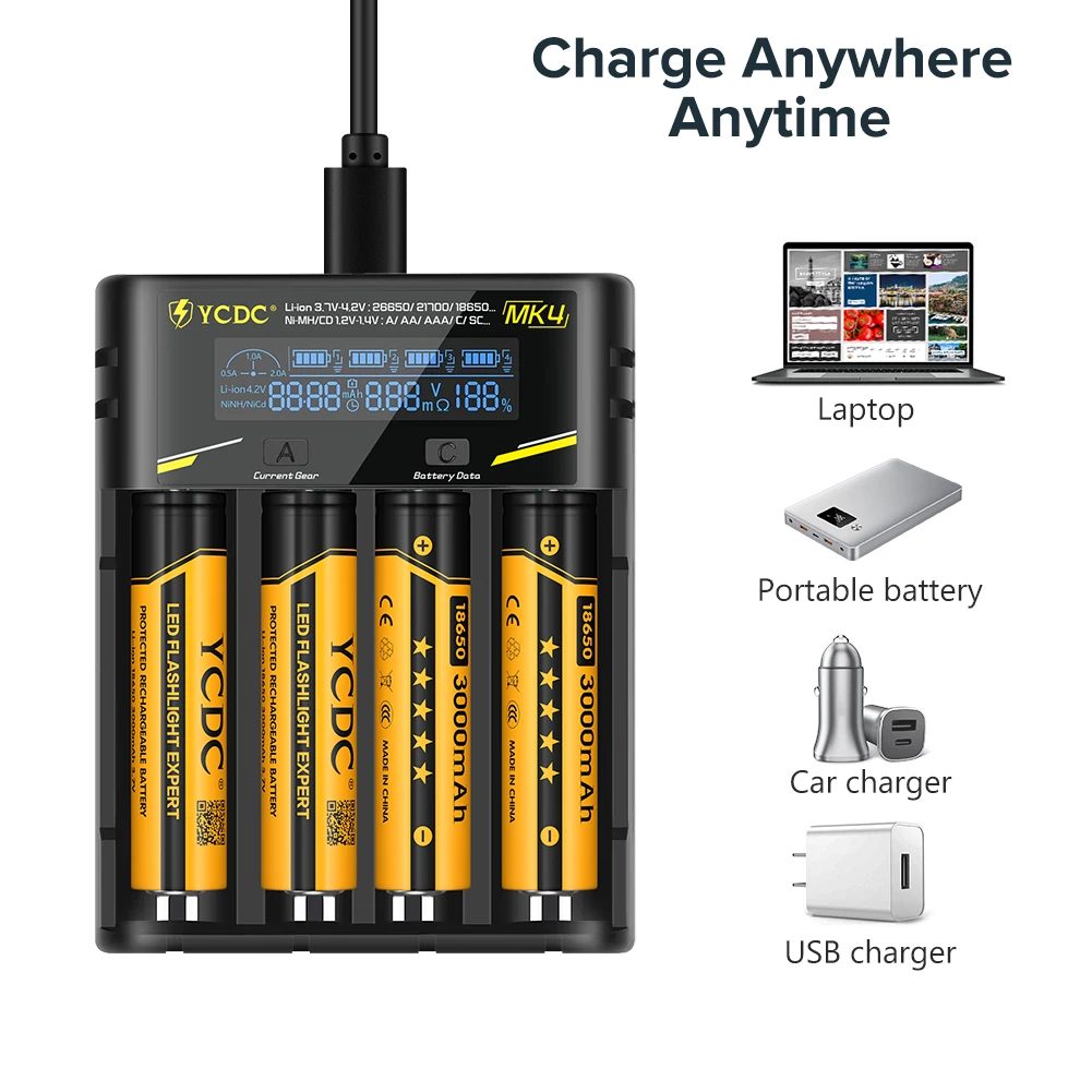 Универсальный ЖК-дисплей Батарея Зарядное устройство для 18650 26650 21700 18350 AA AAA 3 7 V/3 2