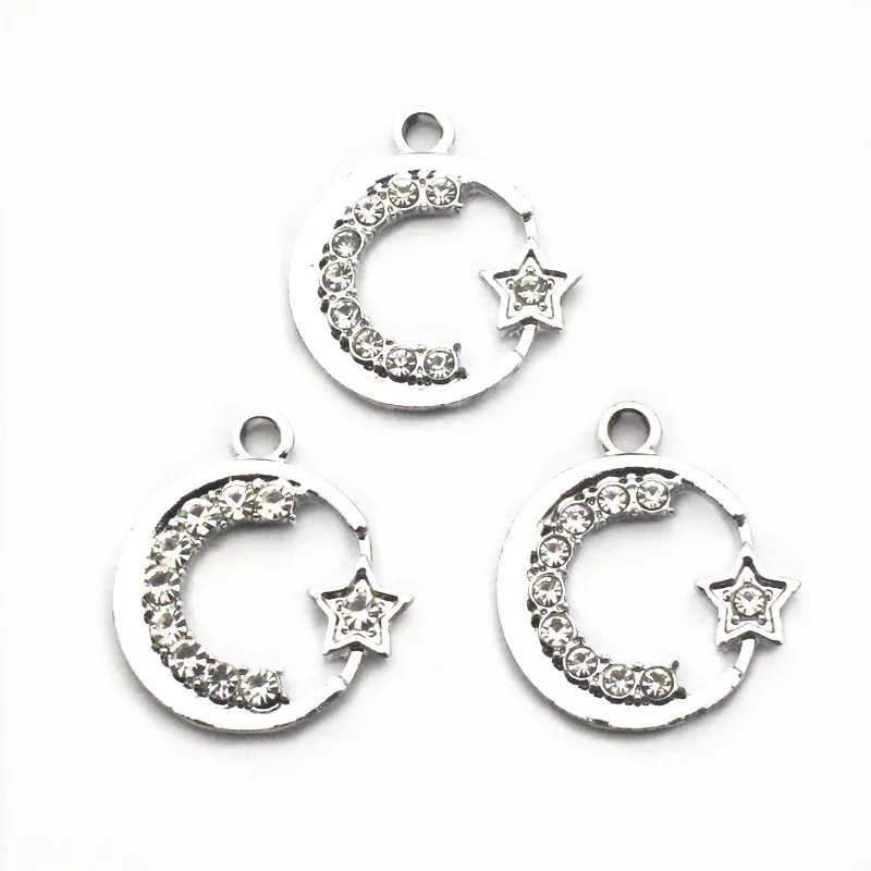 

Hot selling 10pcs/lot Crystal stars moon Dangle Charms for Pendant charms Bracelet Charm Necklace jewelry accessories
