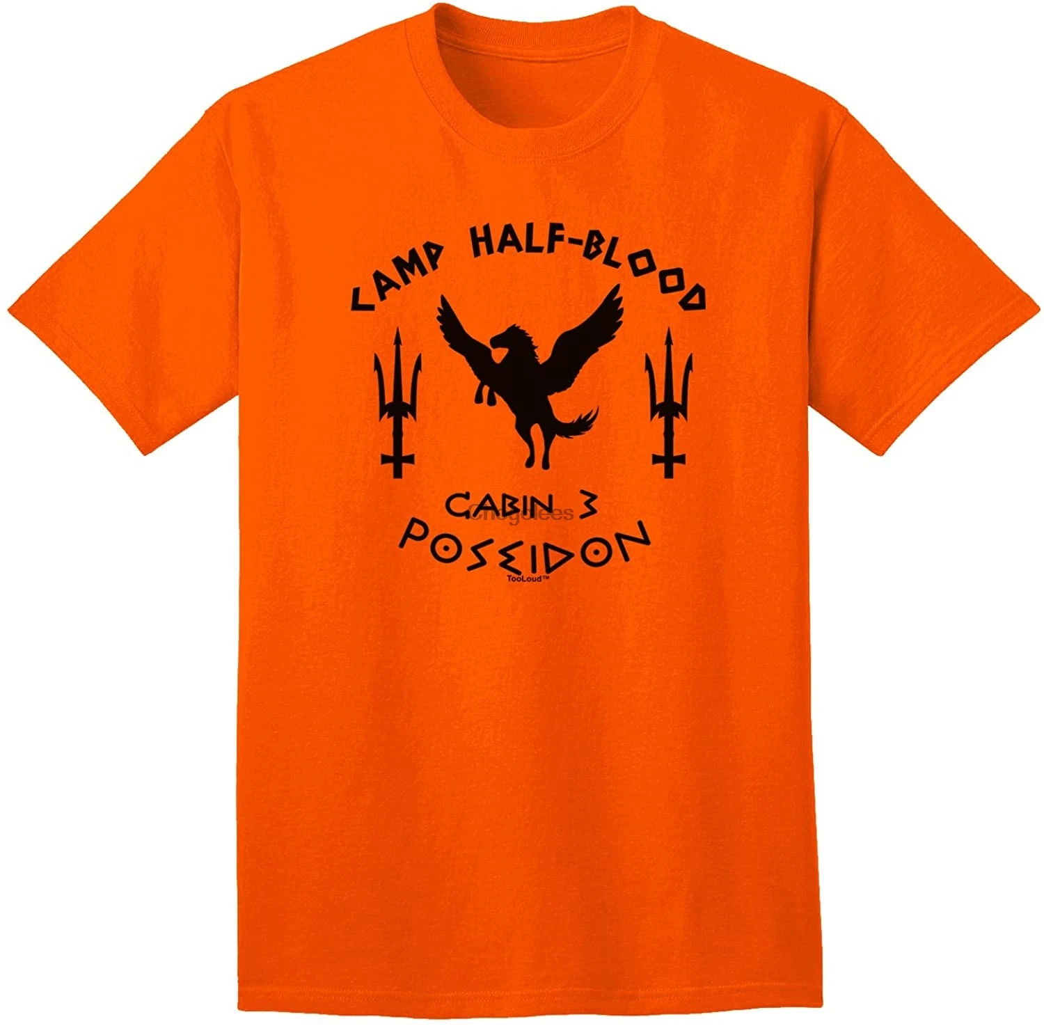 Футболка для мужчин и женщин с половинной кровью лагеря Cabin 3 Poseidon |