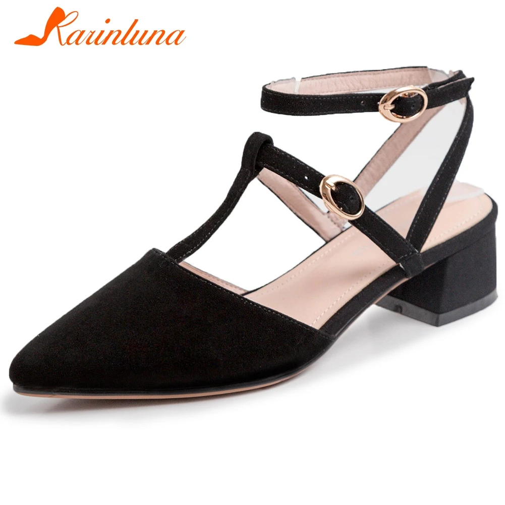 

KARINLUNA Female Casual Med Heel Sandals Cover Heel Bridal Wedding Comfy Brand Women Sandals Fashion Summer Women Shoes