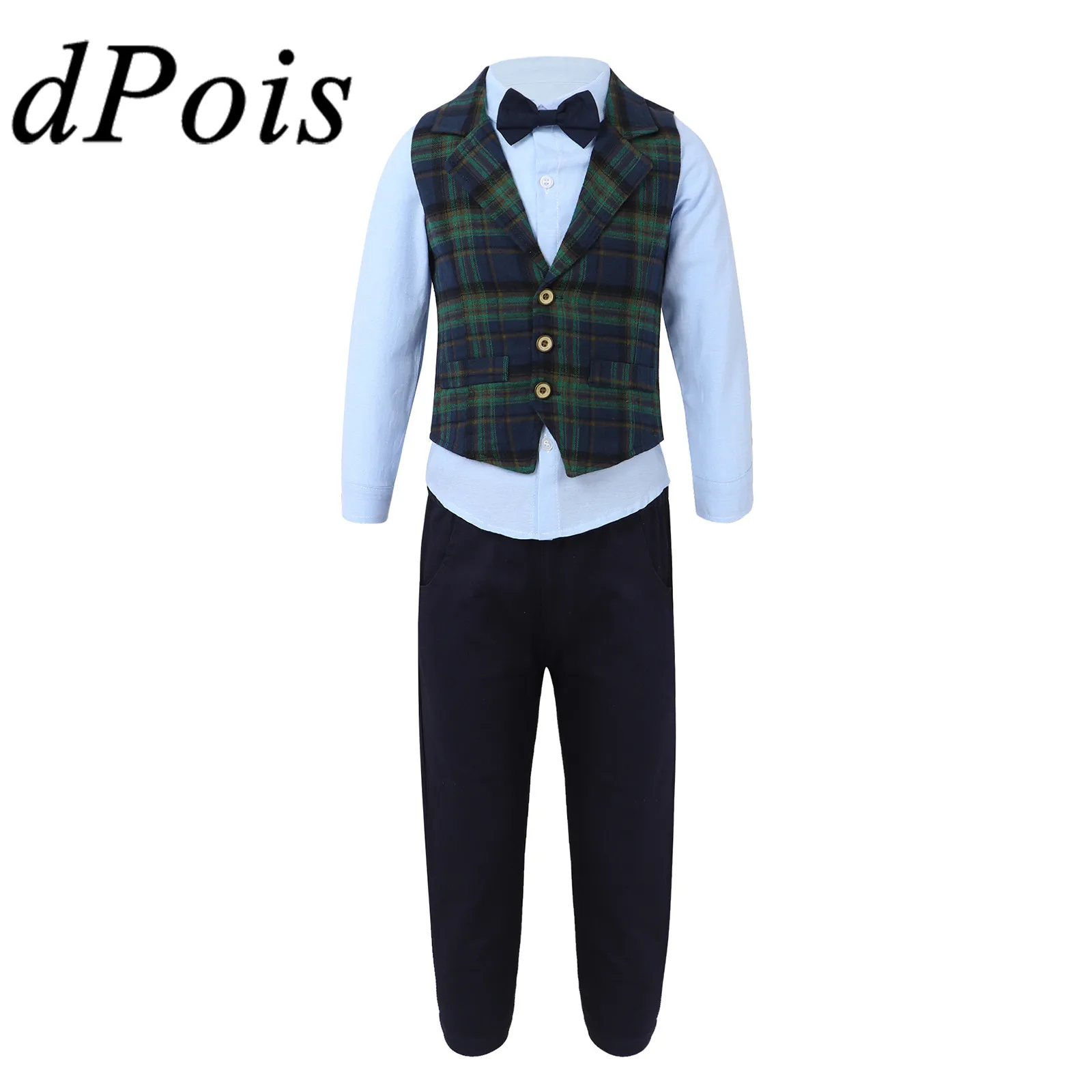 

Детский джентльменский костюм для мальчиков, комплект детской одежды, школьная форма для выступлений, Свадебный костюм для мальчика с цвет...
