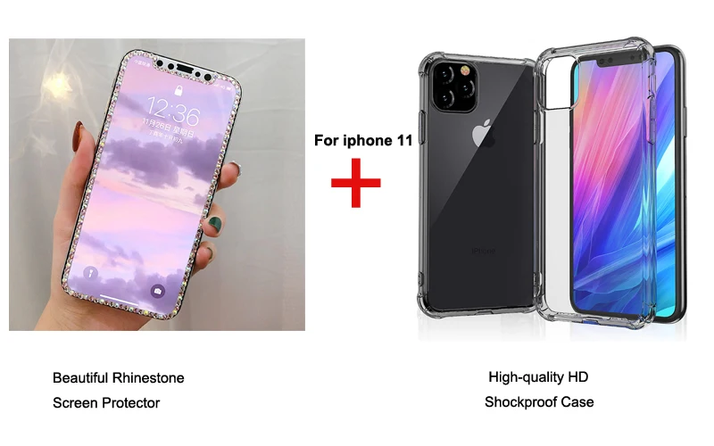 Противоударный силиконовый чехол для телефона со стразами защита экрана из