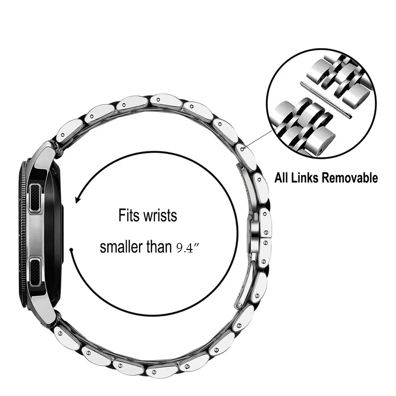 20 мм/22 мм, ремешок из нержавеющей стали для huawei watch GT 2/HONOR Magic часы 2 сменный ремешок для samsung Galaxy 46/42 мм/Шестерни S2/S3