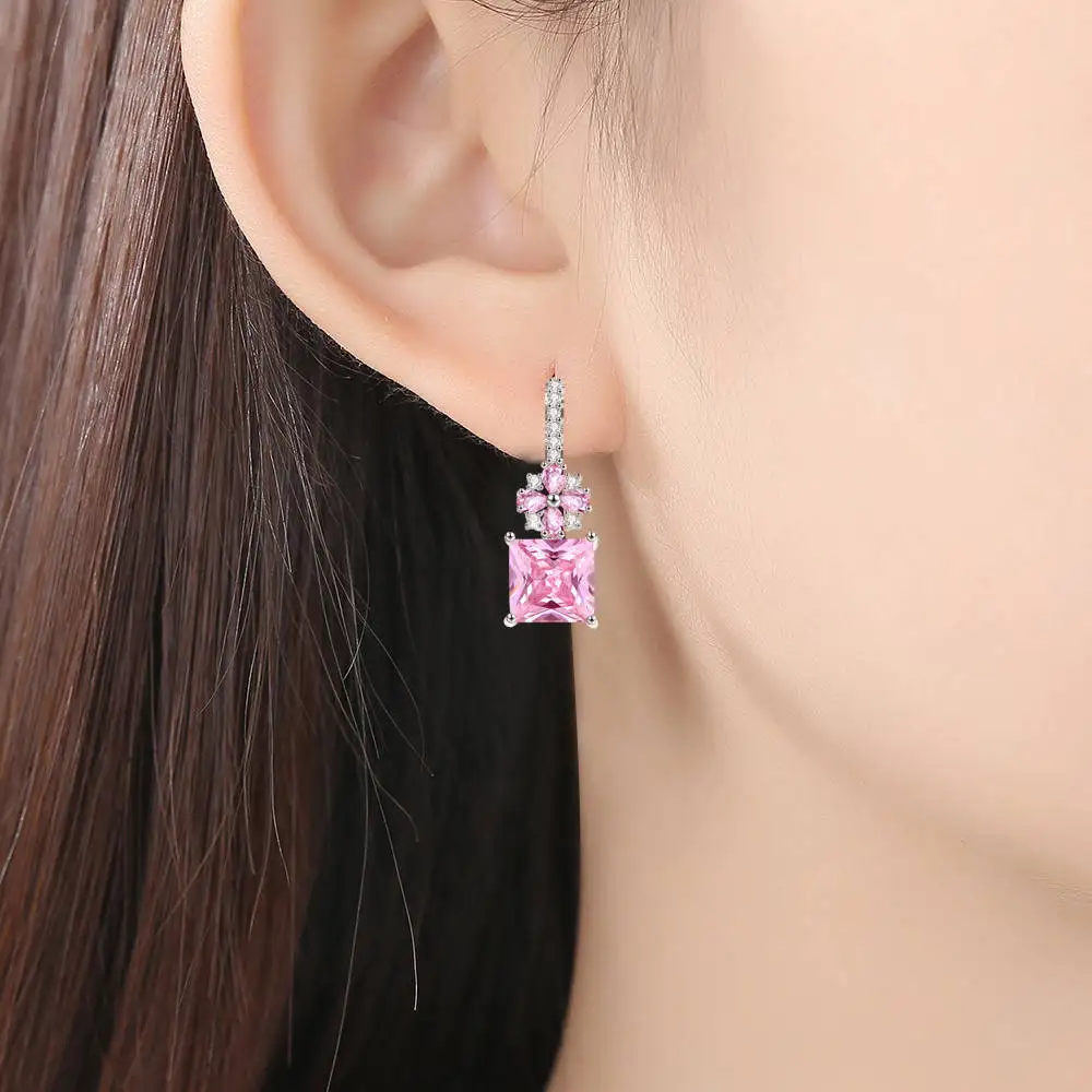 

YVV56 925 pure silver Love Earrings water drop shape micro inlaid Zircon Earrings zircon long earrings