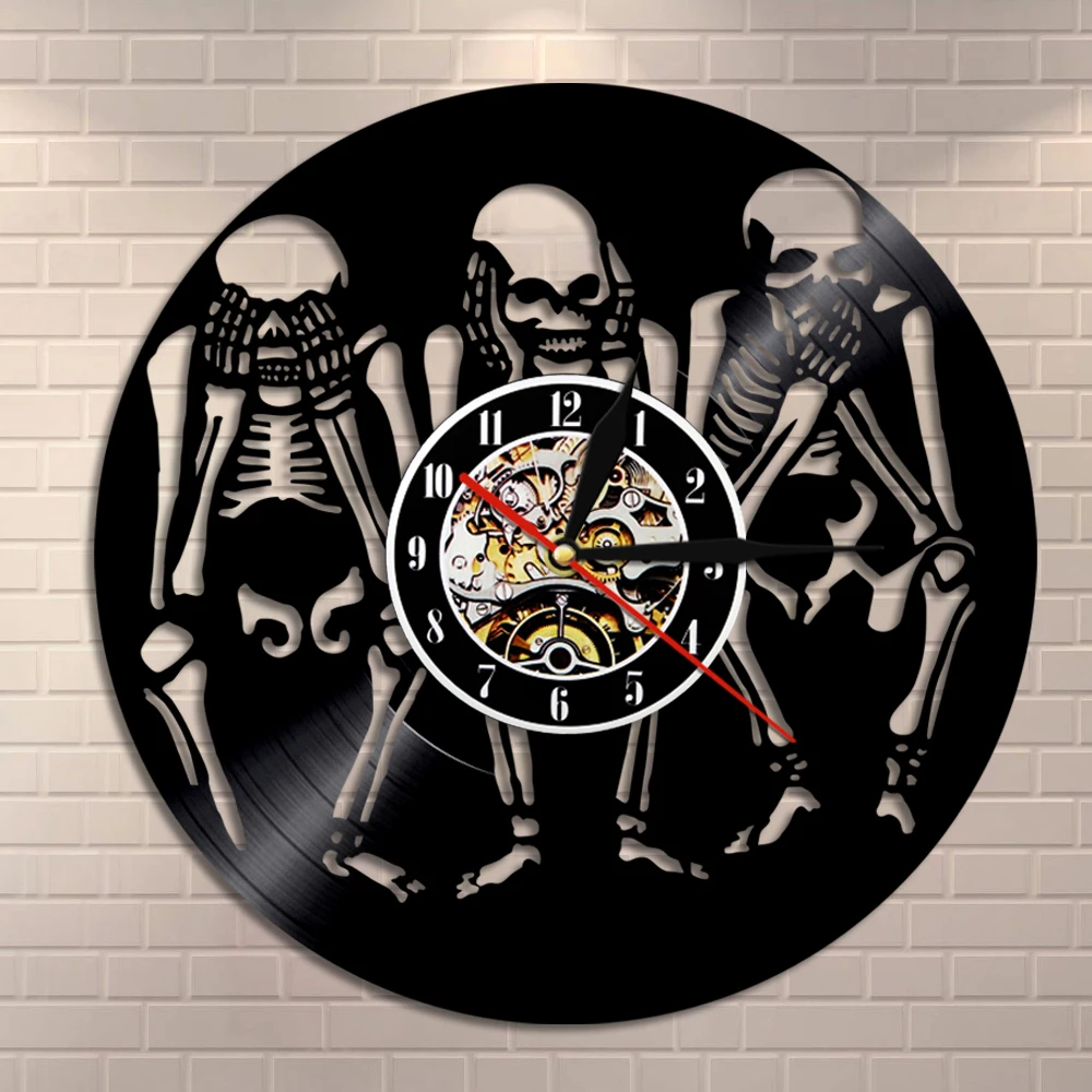 Настенные часы с черепами виниловые декоративные изображением мудрости черепов