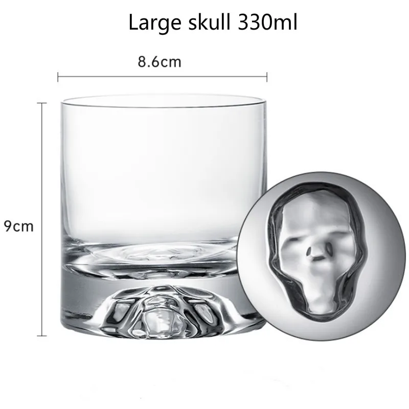 

240-350ml Abstract Bottom Skull Whiskey Wine Glass Lead-Free Crystal Glass Hill Vodka Liquor Plum Wine Sake Cup Holiday Gift