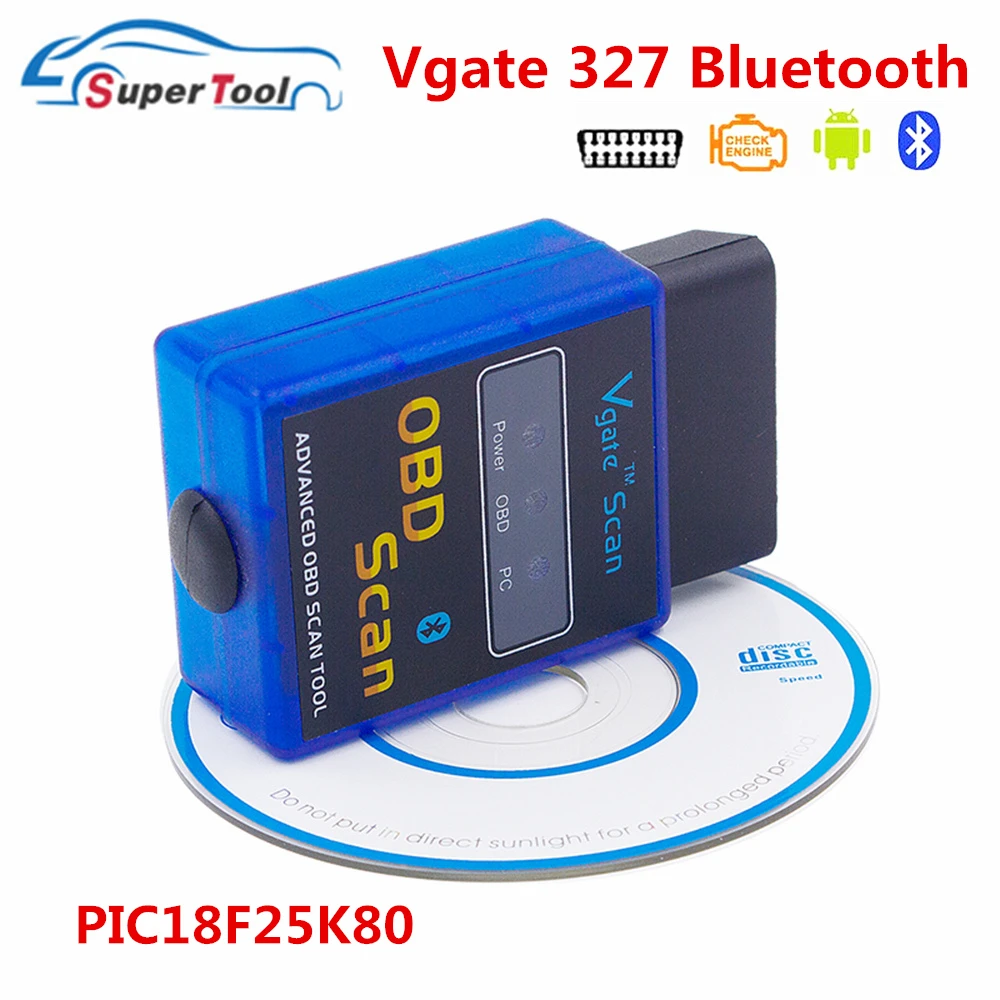 Сканер кодов PIC18F25K80 OBD2 Vgate ELM327 Bluetooth V1.5 OBDII ELM 327 Диагностический инструмент для