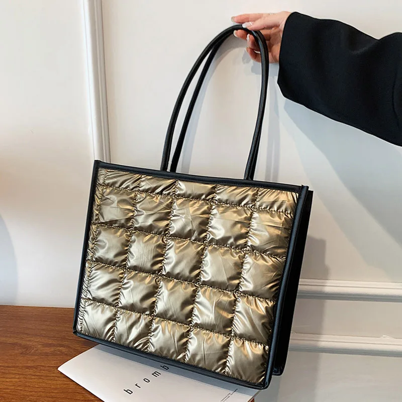 

Autumn Winter Trend Handbag Space Down Cotton Shoulder Bag Fashion Luxury Tote Bags Woman Brand Designer Quality Shopping Bags