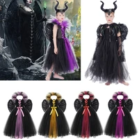 maleficent evil queen frock headgear clothing black devil tutu costume tutu dress wings descendants villain cosplay costume