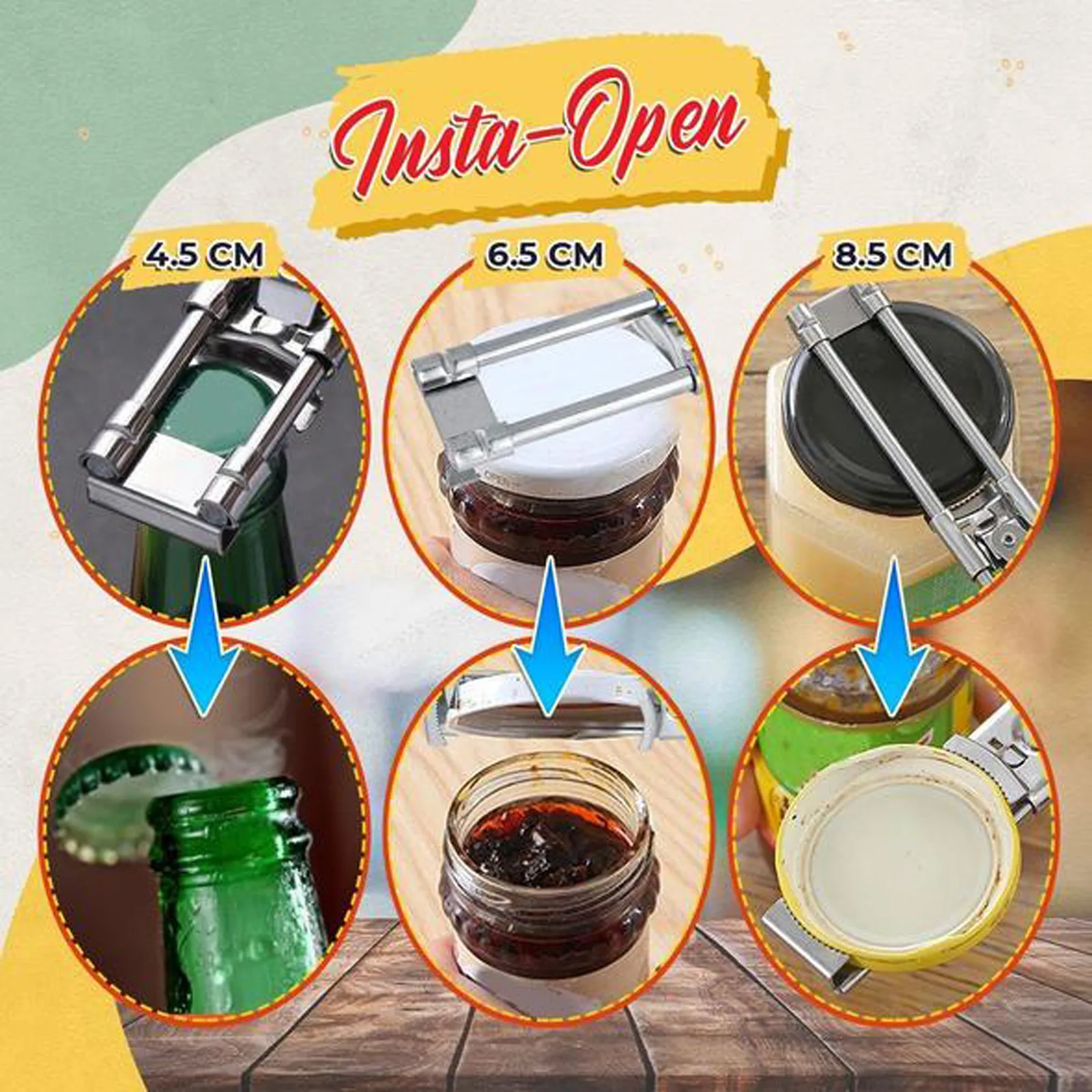 

Size Adjustment Lid Opener Thicken Stainless Steel Anti-slip Serration Open Bottles Jars Lids Screw Vacuum Lid Kitchen Tools