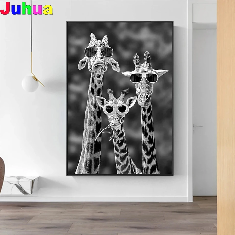 

Giraffes with Sunglasses diy Diamond Painting Mosaic 5D Full Square Round Cartoon animal diamond Embroidery kids room decor