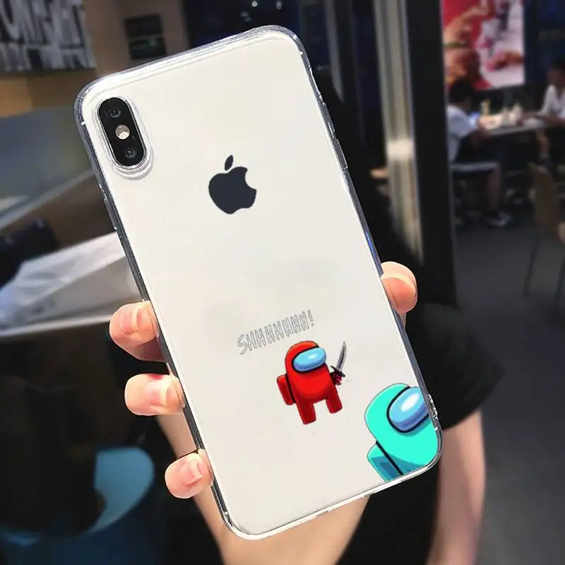 

Among Us funny cartoon game Phone Case Transparent soft For iphone 5 6 7 8 11 12 s c se plus mini x xs xr pro max cover
