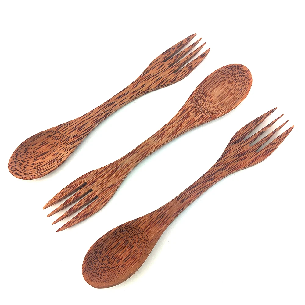 Деревянная вилка Кокосовая кухонная портативная многоразовая посуда высокого