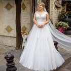 Женское свадебное платье It's yiiya, белое ТРАПЕЦИЕВИДНОЕ ПЛАТЬЕ большого размера с рукавами-крылышками и аппликацией на лето