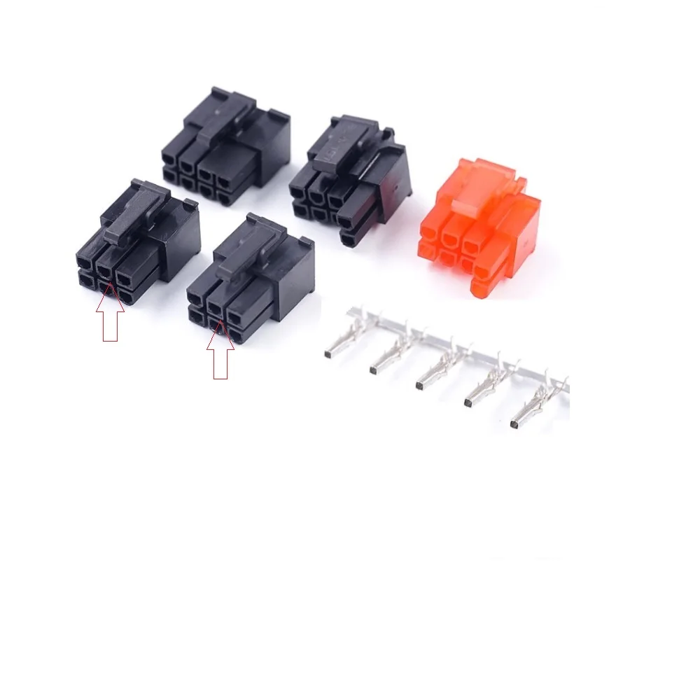 

100 Sets GPU 4.2 mm 6 8 6+2 PIN Receptacle Plug Housing for PCI-E PCIe Graphics video card Power Connector Contact Metal Pins