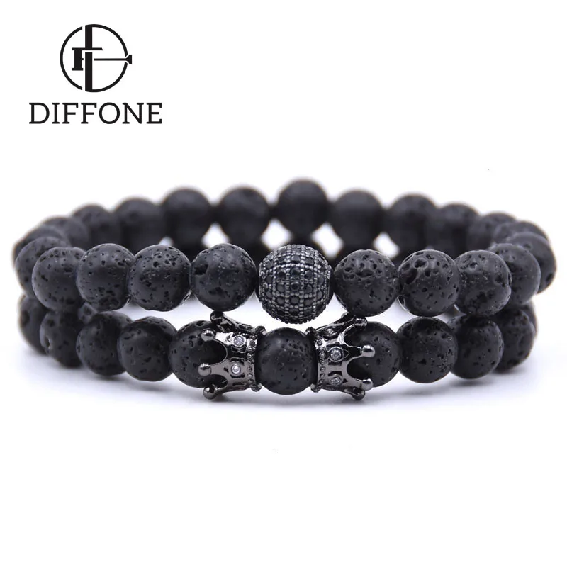 Мужской набор браслетов Diffone Набор из 2 шт./пара с цирконием браслет бусинами |