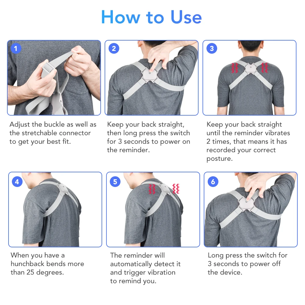 

Adjustable Smart Back Posture Corrector Back Intelligent Brace Support Belt Shoulder Training Belt Correction Spine Back