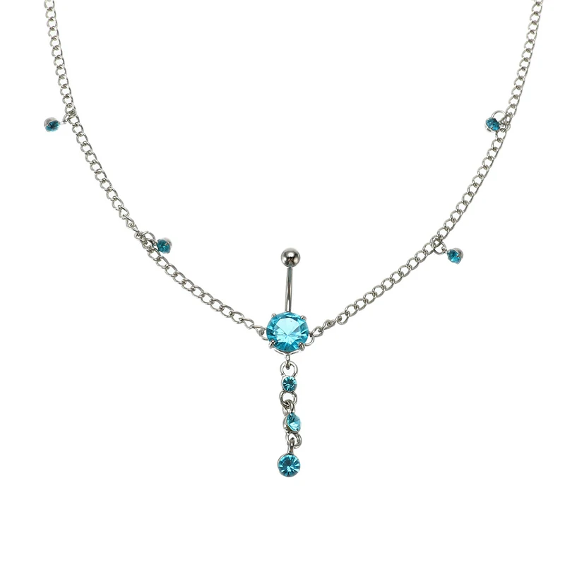 Синее циркониевое сексуальное кольцо для живота предотвращающее аллергию