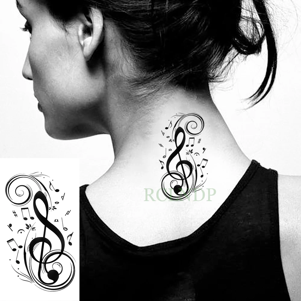 

Waterproof Temporary Tattoo Sticker musical note Fake Tatto Flash Tatoo Hand Back Foot tattoos for Girl Women Men Kid