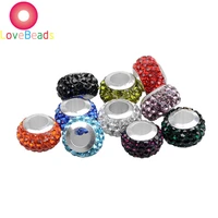 20pcs random mixed color rhinestone crystal round hole glass beads fit european snake chain charms bracelet women diy jewelry