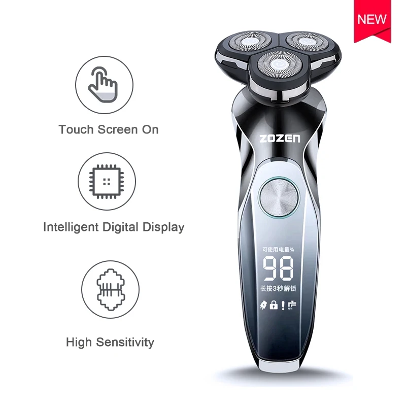 Мужская электробритва с тремя лезвиями интеллектуальный 4D цифровым дисплеем для