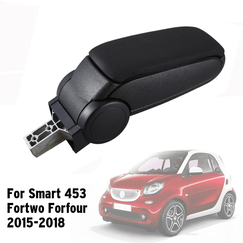 

Автомобильный ящик для хранения, кожаный подлокотник для Smart 453 Fortwo Forfour 2015-2018, аксессуары для интерьера, черный