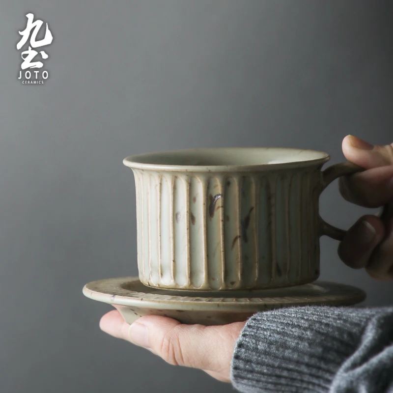 Кофейная чашка и блюдце в стиле ретро керамическая портативная японская