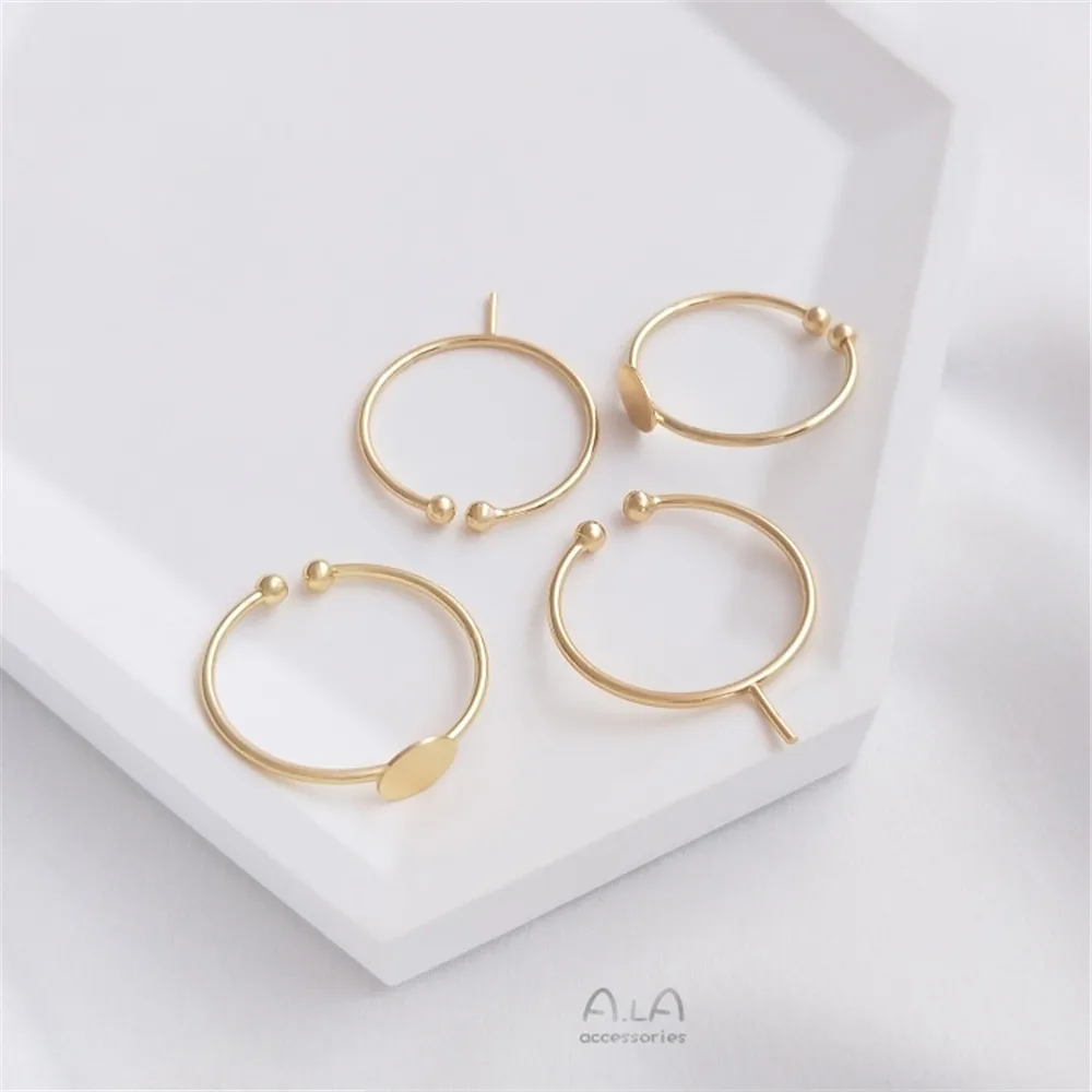 

14K ring hand flat ring half hole needle insert Pearl hole rings