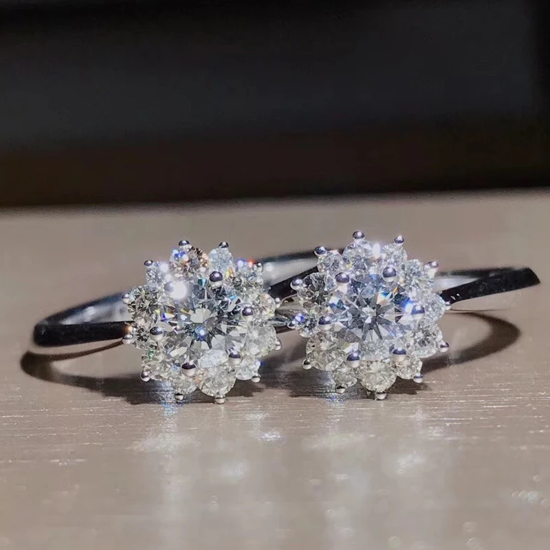 Кольцо AEAW из белого золота 0 3 карат с круглым цветком диаметром 4 мм | Украшения и