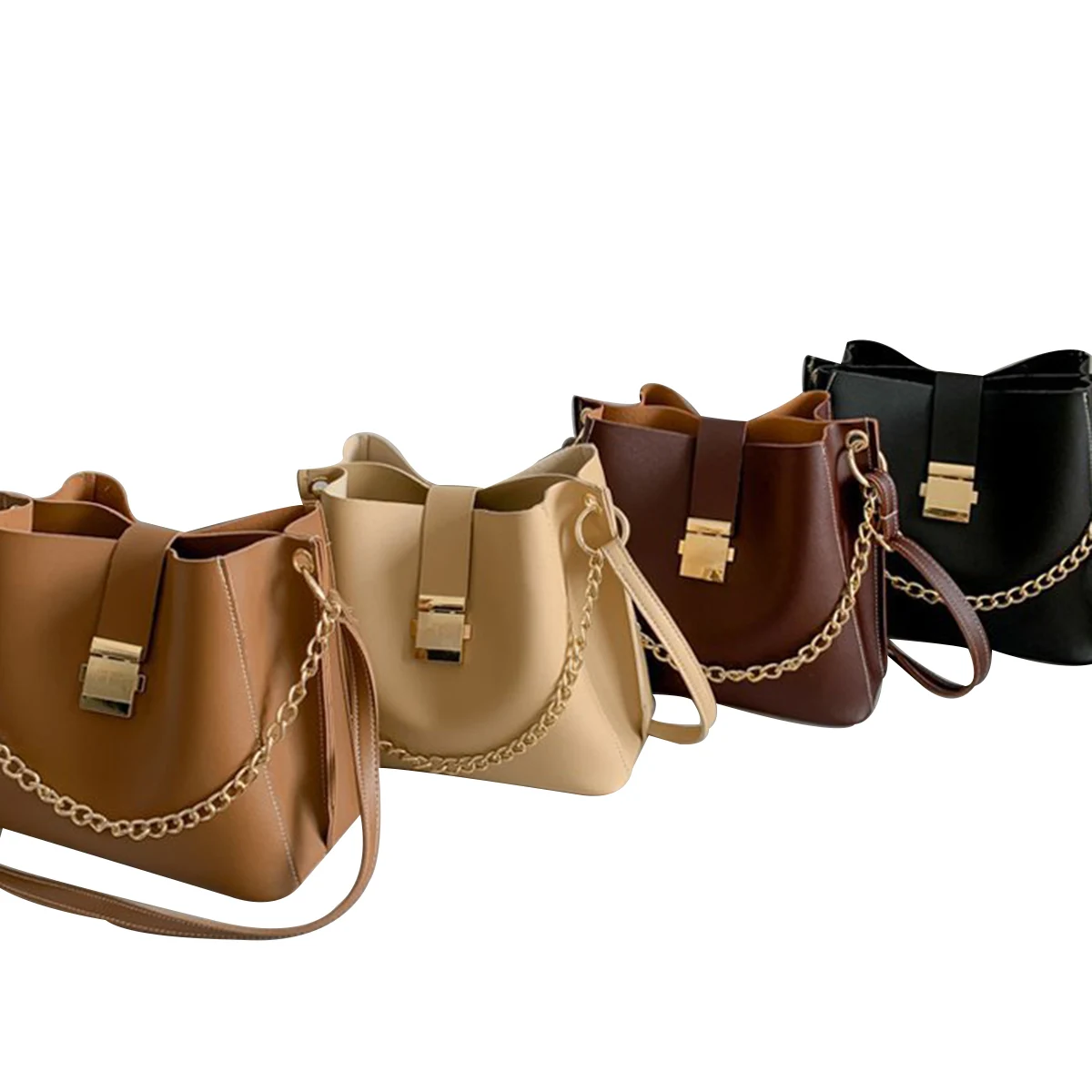 

Women Crossbody Bags Large Capacity Retro Style Bucket Shoulder Bag Solid Color Handbag Ladies Lightweight Travelling Satchel