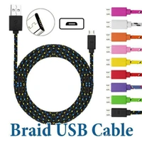 nylon braided cell phone usb data cable colourful 1m 2m 3m fast charging data cord charger usb cable wire for iphone samsung s10