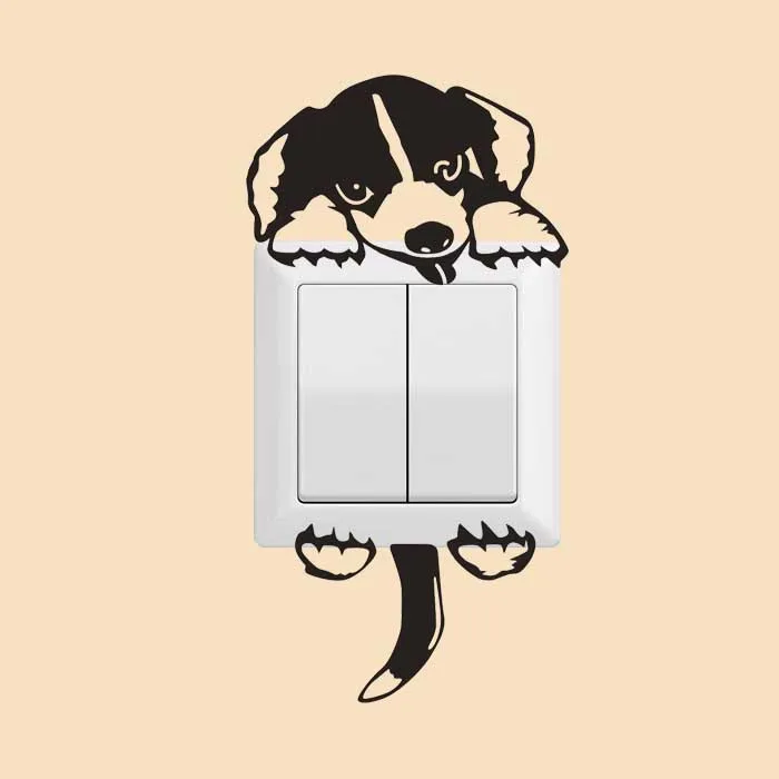 Home Wall Decor Stickers DIY Cute Cat Dog Light Switch Sticker Bedroom Parlor On-Off and Socket | Дом и сад