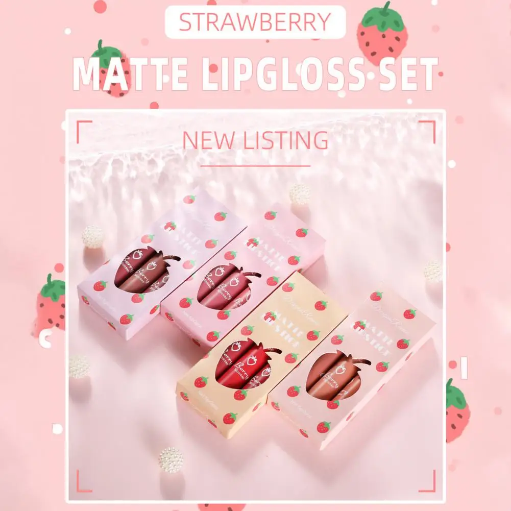 Жидкая помада мягкий для здоровья не сухая клубничный матовый милый блеск губ |