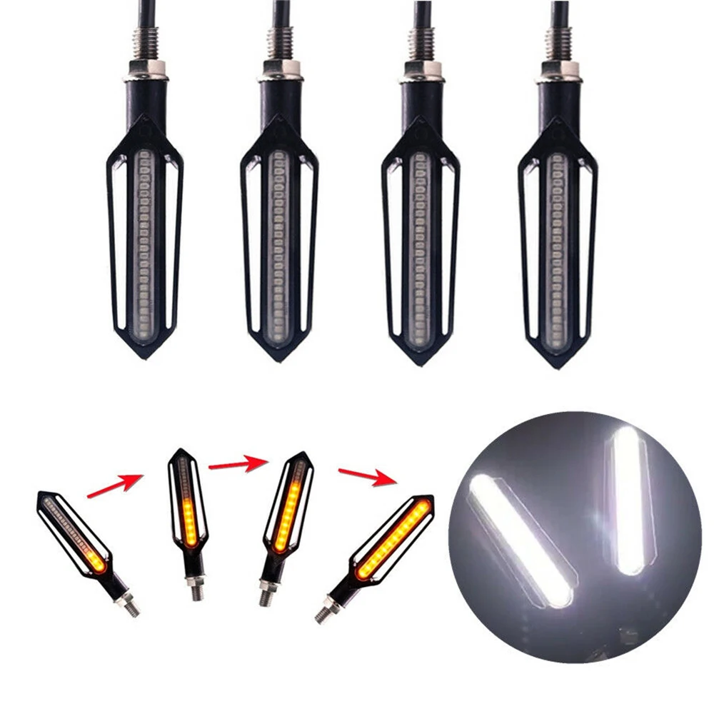 

Motorcycle Signal indicator White+Amber Flowing Accessories 4PCS Universal