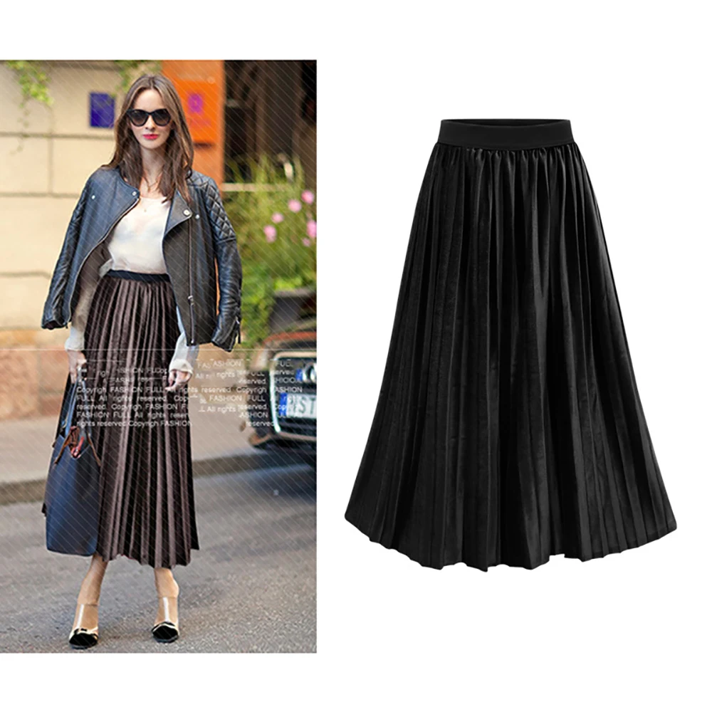 Весенние юбки черная облегающая плиссированная юбка с высокой талией женская