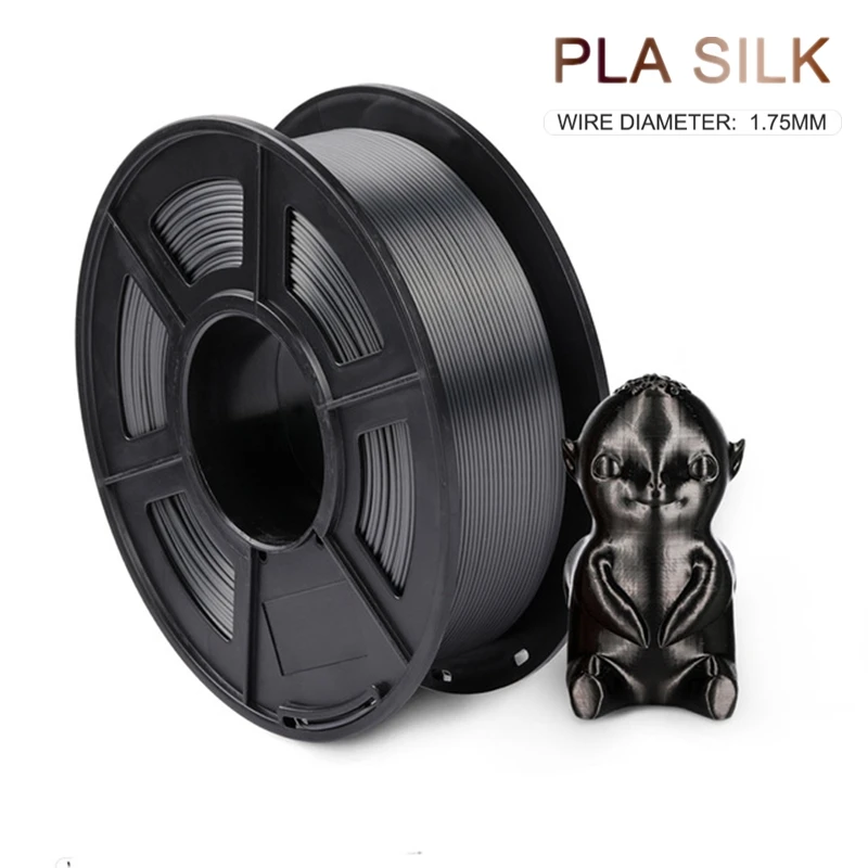 

PLA SILK Filament Black SILK 1kg 2.2 lbs 1.75mm per roll 3D Printer Filament DIY for 3D printing Shiny Metallic PLA Filament