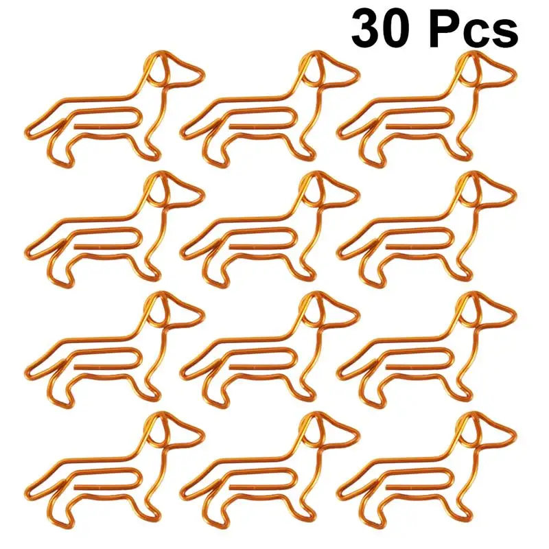 

30Pcs Golden Dachshund Paper Clips Cartoon Paper Clips Creative Customization Special-shaped Gold Paper Clips(Orange)