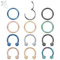 zs 612pcs round stainless steel nose ring set horseshoe nostril piercings 16g18g colorful lip ear conch helix piercing jewelry