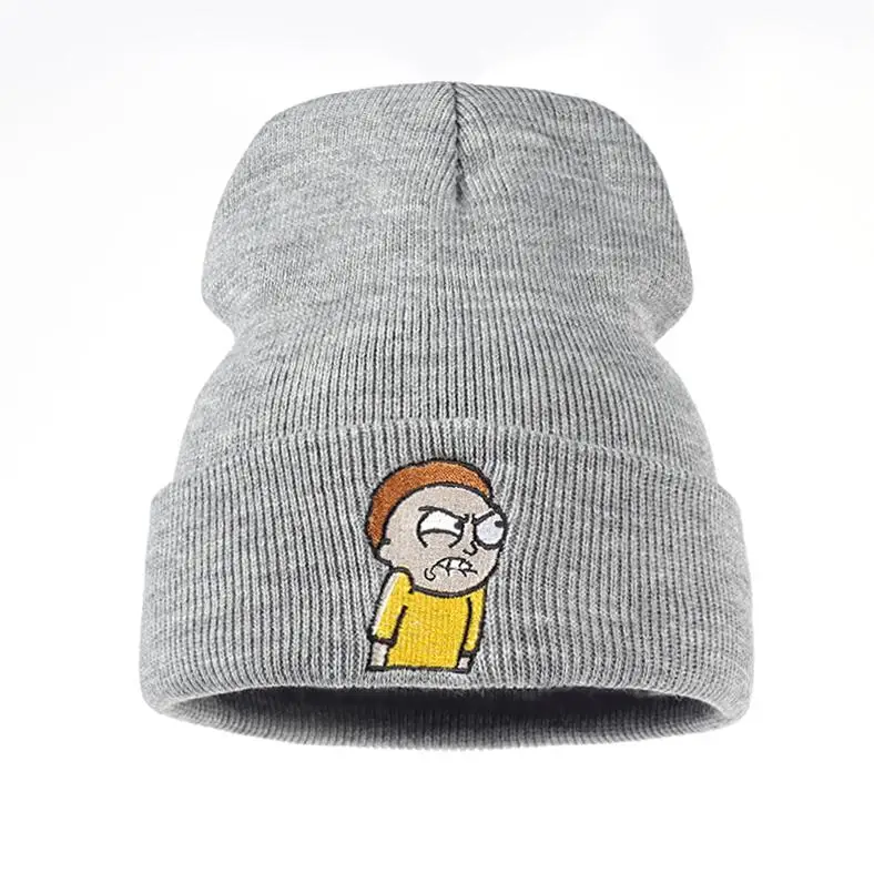 Gray Rick Beanies Рик и шапка Морти эластичный бренд вышивка теплые зимние унисекс вязанные шапочки Skullies US анимация горнолыжные шапки - Цвет: Gray