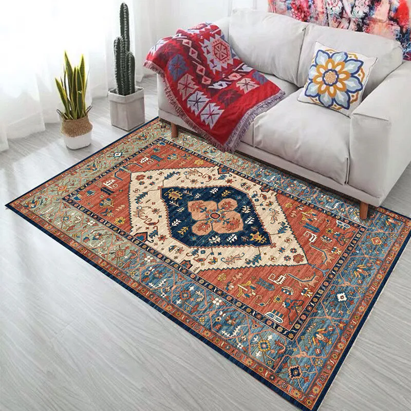 

Persian Red Geometric Ethnic Room Carpet Bedroom Corridor Bedside Sofa Floor Mat New Fashion 3d Area Rugs For Home Decoration