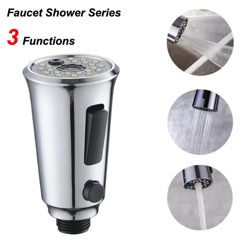 

3 Function Bathroom Rain Shower Head Faucet Pull Head Accessories Button Switch Hand Shower Showerhead Douche Pommeau Douche