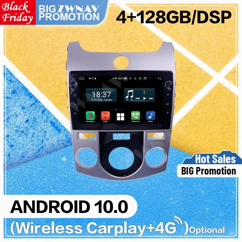 

4+128G Carplay Android 10 Screen Player For KIA Cerato 2008 2009 2010 2011 2012 2013 GPS Navigation Auto Radio Audio Stereo Unit