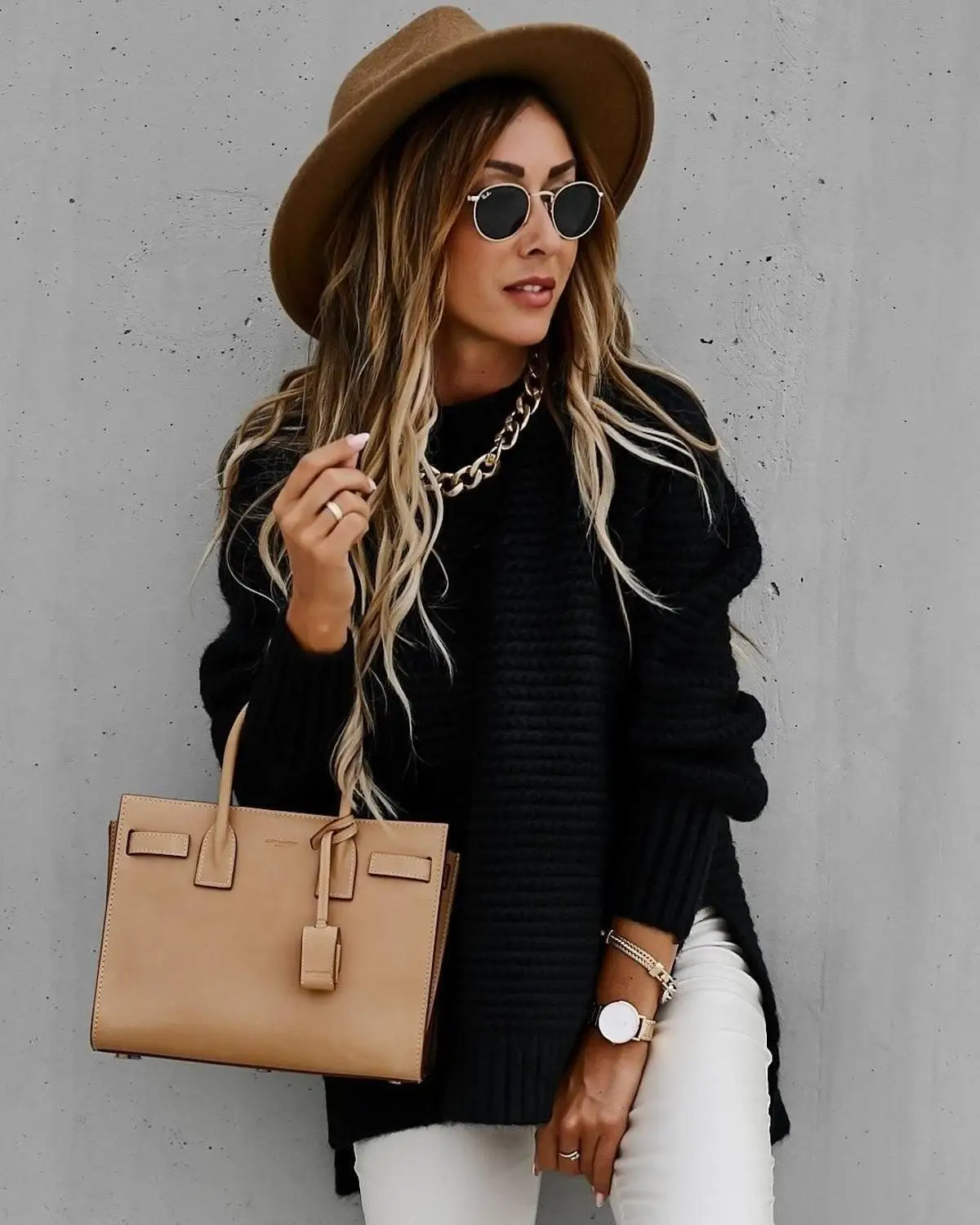 

ALSYIQI Women's Oversized Loose Ribbed Cable Sweater Knitted Pullover Long Sleeve Outwear Solid Color Jumper Tops