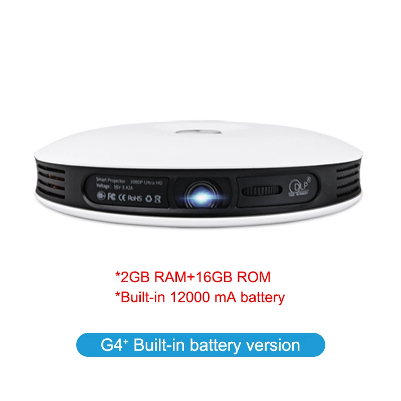 TouYinger G4 открытый 2D-3D Мини DLP проектор Android Full HD 4K видео wifi Bluetooth HDMI светодиодный портативный домашний кинотеатр проектор - Цвет: Battery version