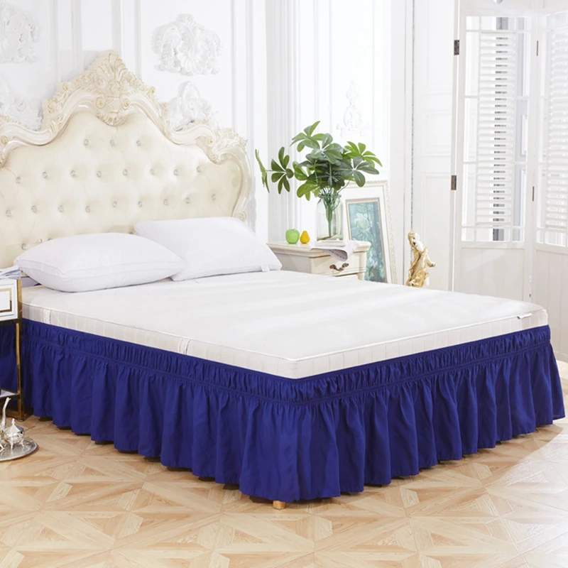 Однотонная облегающая юбка для кровати эластичная оборка легкая посадка стойкая
