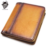 dip dye rfid blocking mens imported top layer leather brushed wallet handmade retro pure coin purse