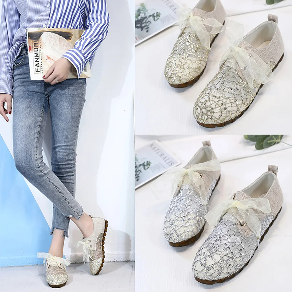 

Women's fashion casual sturdy bow flat comfortable round head open toe solid color lazy shoes casual shoes new listing