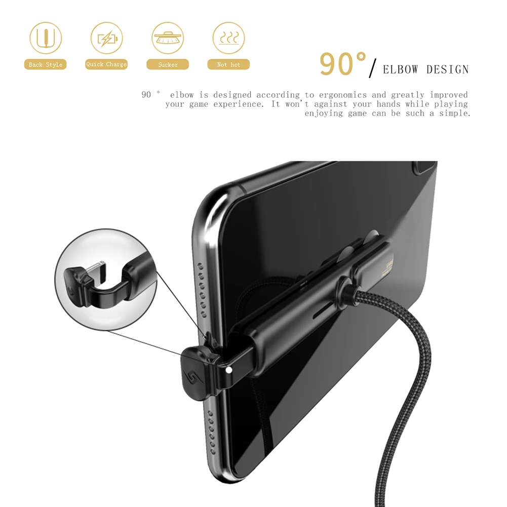 Быстрая зарядка для мобильных игр, кабель Micro USB/Tpye C/Lightning для iPhone, Android, зарядное устройство, синхронизация данных с 2 присосками