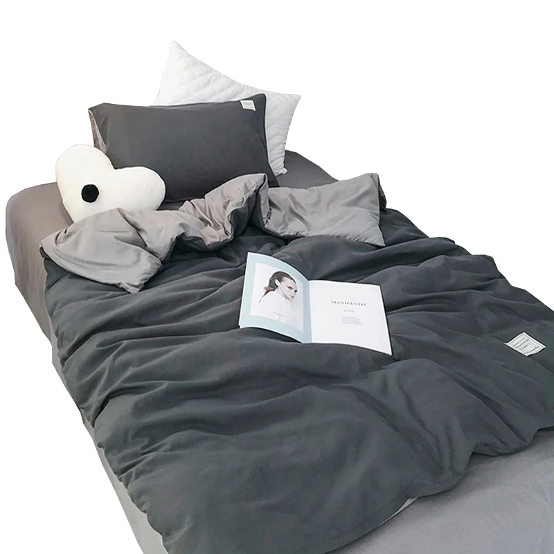 

Spring and Autumn Washed Cotton Sheet Four-piece Set Summer Simple Bed Sheet Duvet Cover 4PCS Dormitory Single Bed